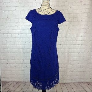 Vince Camuto Cob Cap Sleeve Dress Blue Size 14